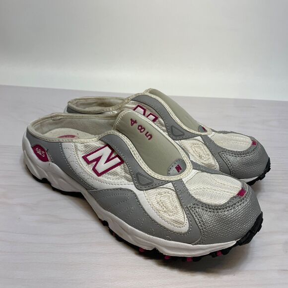 New Balance 485 Slip On Womens Size 10 White Leather Mule Shoes CWS485WJ - Picture 1 of 10